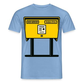 München Gelber Briefkasten - Männer T-Shirt - Carolina Blue - Vorne - AI Model Male 178 light (178cm)