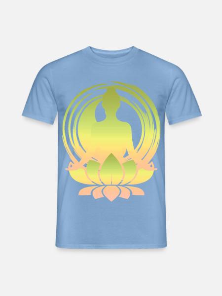 Pastell Buddha im Lotusstempel - Männer T-Shirt - Carolina Blue