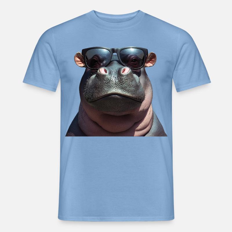 Nilpferd Flusspferd Hippo mit Sonnenbrille - Männer T-Shirt - Carolina Blue