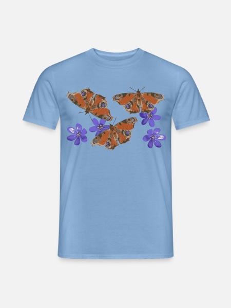 Pfauenauge Schmetterlinge Leberblümchen retro 3 - Männer T-Shirt - Carolina Blue