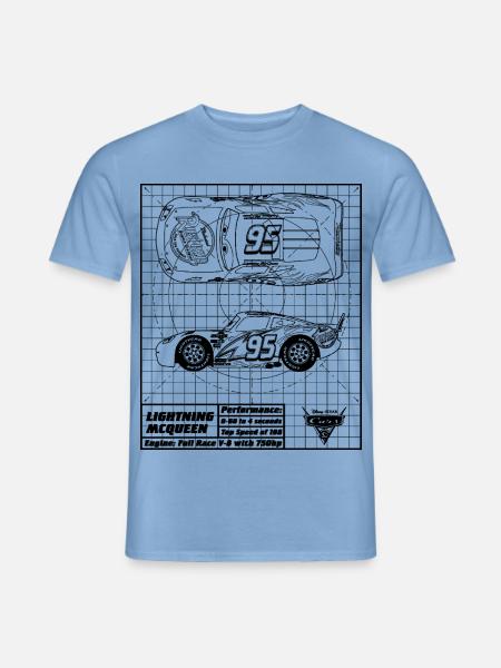 Cars Lightning McQueen Blueprint Schwarz - Männer T-Shirt - Carolina Blue