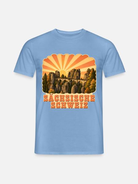 Sächsische Schweiz Bastei Sonnenaufgang - Männer T-Shirt - Carolina Blue