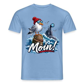 Moin! Küstenmorgen Möwe - Männer T-Shirt - Carolina Blue - Vorne - AI Model Male 178 light (178cm)