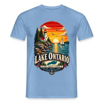 Lake Ontario Funny Vintage - Männer T-Shirt - Carolina Blue - Vorne - AI Model Male 178 light (178cm)
