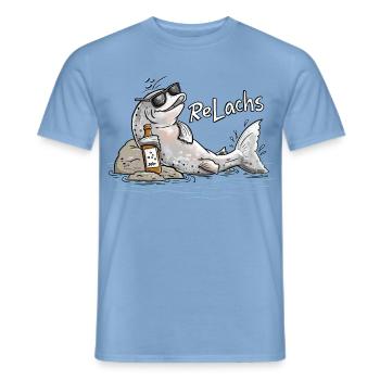 ReLachs Lustiger Lachs | Fisch Angler Geschenk - Männer T-Shirt - Carolina Blue - Vorne - AI Model Male 178 light (178cm)