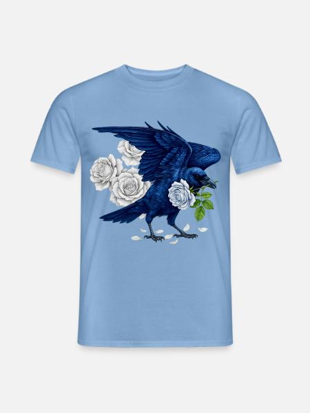 Blauer Rabe und Rosen - Männer T-Shirt - Carolina Blue
