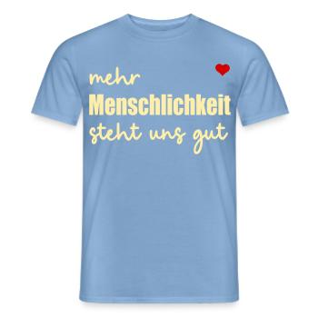 Demokratie Herz Menschlichkeit - Männer T-Shirt - Carolina Blue - Vorne - AI Model Male 178 light (178cm)