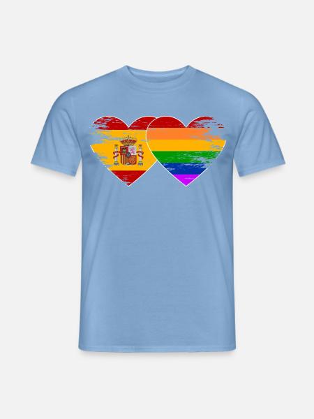 Spanien Regenbogen Flagge Herz used - Männer T-Shirt - Carolina Blue