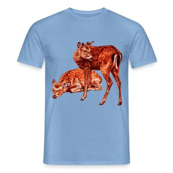 Zwei junge Rehe Grafik im digital-Stil - Männer T-Shirt - Carolina Blue - Vorne - AI Model Male 178 light (178cm)