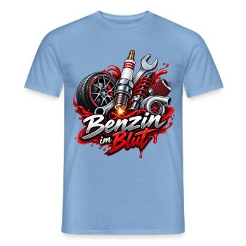 Benzin im Blut , Motorsport - Männer T-Shirt - Carolina Blue - Vorne - AI Model Male 178 light (178cm)