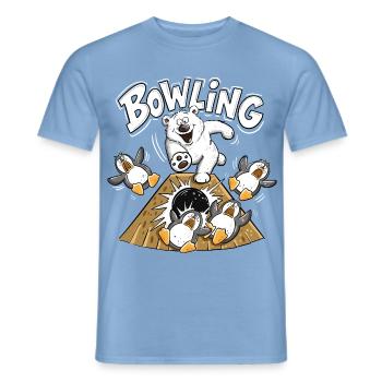 Bowling Eisbär Pinguine Tierhumor Cartoon Kegeln - Männer T-Shirt - Carolina Blue - Vorne - AI Model Male 178 light (178cm)