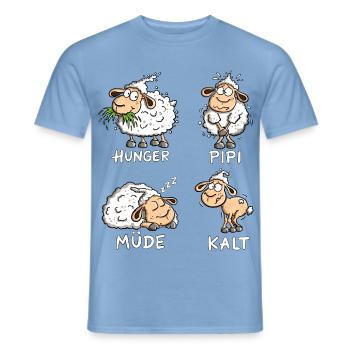 Hunger Müde Kalt Schafe Spruch Tierhumor - Männer T-Shirt - Carolina Blue - Vorne - AI Model Male 178 light (178cm)
