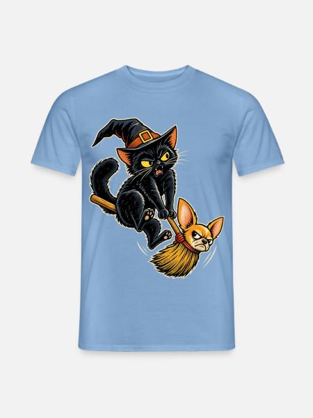 Halloween Hexenkatze mit störrischem - Männer T-Shirt - Carolina Blue