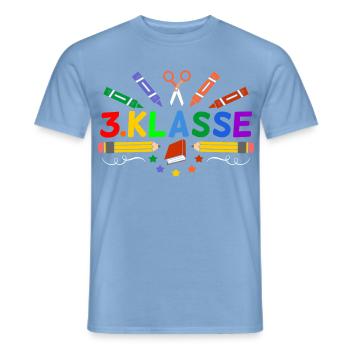 3.Klasse Geschenk Erster Schultag Schulanfang - Männer T-Shirt - Carolina Blue - Vorne - AI Model Male 178 light (178cm)