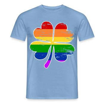 Regenbogen Flagge Vierblättriges Kleeblatt used - Männer T-Shirt - Carolina Blue - Vorne - AI Model Male 178 light (178cm)