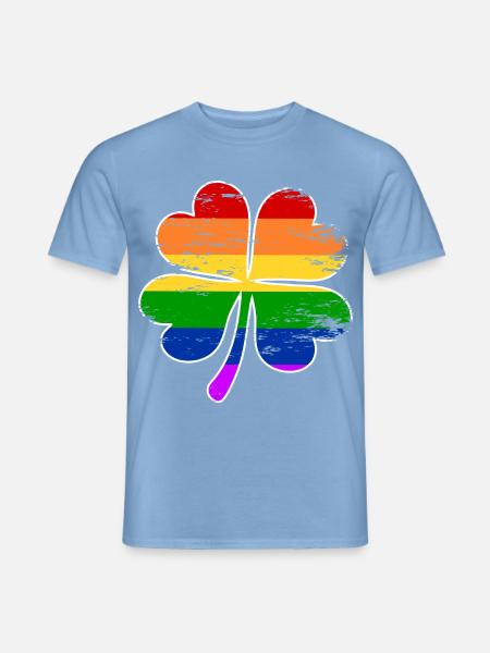Regenbogen Flagge Vierblättriges Kleeblatt used - Männer T-Shirt - Carolina Blue