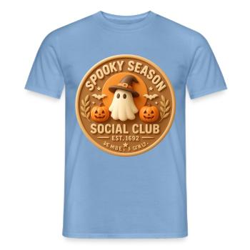 Geisternacht und Kürbisse - Männer T-Shirt - Carolina Blue - Vorne - AI Model Male 178 light (178cm)