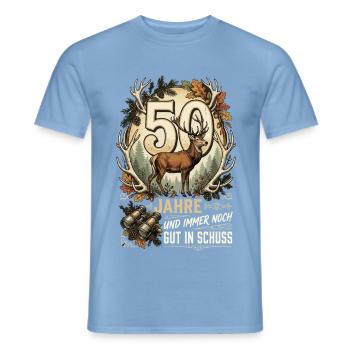 50 Jahre Und Immer Noch Gut In Schuss Jäger  - Männer T-Shirt - Carolina Blue - Vorne - AI Model Male 178 light (178cm)