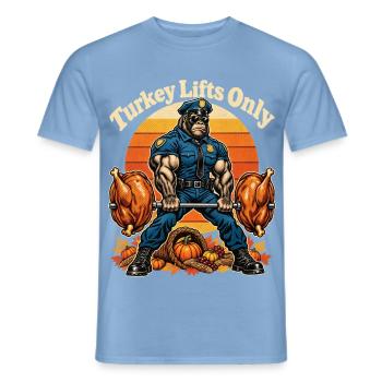 Thanksgiving Gorilla Turkey Lifts Only - Männer T-Shirt - Carolina Blue - Vorne - AI Model Male 178 light (178cm)