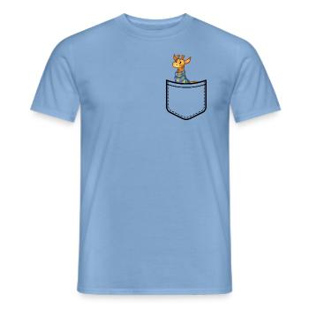 Pocket Animal - Cheerful Giraffe with Colorful Scarf - Men's T-Shirt - carolina blue - Front - AI Model Male 178 light (178cm)