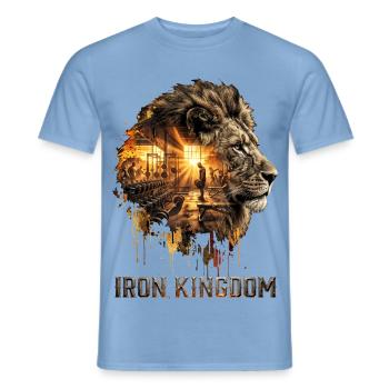 Iron Kingdom Lion Fitness - Männer T-Shirt - Carolina Blue - Vorne - AI Model Male 178 light (178cm)