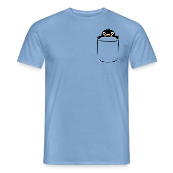 Little Penguin in Breast Pocket Bag Shirt Bag - Men's T-Shirt - carolina blue - Front - AI Model Male 178 light (178cm)