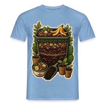Coupe transversale de jardin de compost de vers - T-shirt homme - carolina blue - Devant - AI Model Male 178 light (178cm)