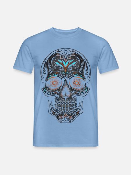 Halloween Sugar Skull Day Of Dead Geschenk Lustig - Männer T-Shirt - Carolina Blue