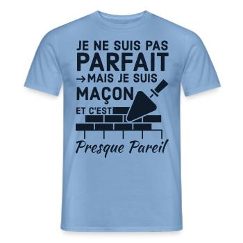 Humour maçon chantier de construction - T-shirt homme - carolina blue - Devant - AI Model Male 178 light (178cm)