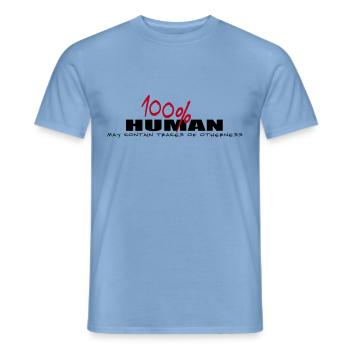 100% human and other - Men's T-Shirt - carolina blue - Front - AI Model Male 178 light (178cm)