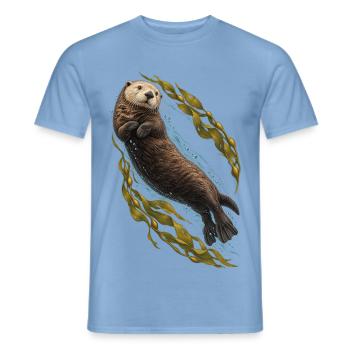 Seeotter dreht sich durch den Seetang - Männer T-Shirt - Carolina Blue - Vorne - AI Model Male 178 light (178cm)