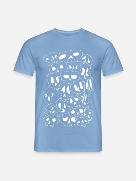 Skulls (White Outlines) - Männer T-Shirt - Carolina Blue