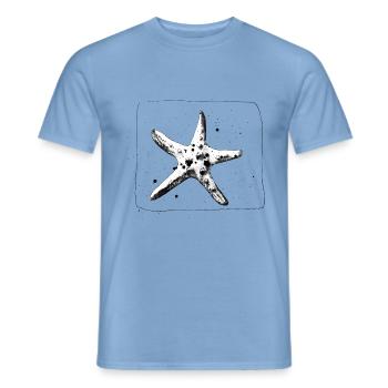 Cooler Seestern handgezeichnet in Schwarz - Männer T-Shirt - Carolina Blue - Vorne - AI Model Male 178 light (178cm)