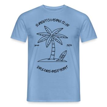 Sunset Chasing Club by dreamsandprint design - Männer T-Shirt - Carolina Blue - Vorne - AI Model Male 178 light (178cm)