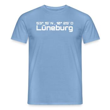 Lüneburg Koordinaten - Männer T-Shirt - Carolina Blue - Vorne - AI Model Male 178 light (178cm)