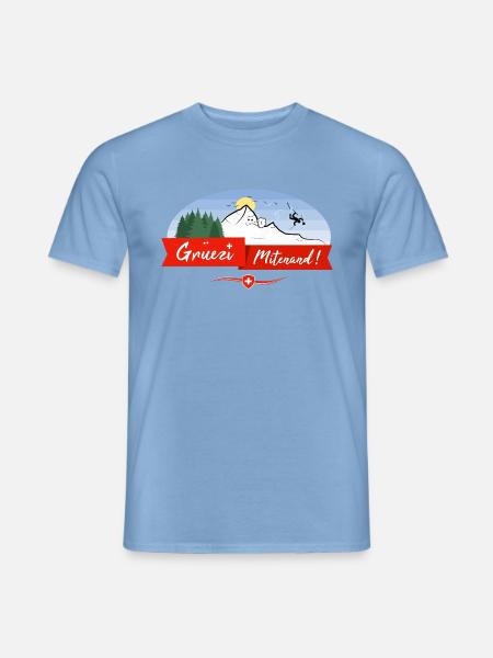Grüezi Mitenand | Schweiz | Berge | Ski - Männer T-Shirt - Carolina Blue