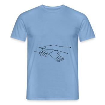 embracing hands outline Illustration - Männer T-Shirt - Carolina Blue - Vorne - AI Model Male 178 light (178cm)