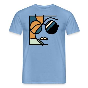 Retro Chic 70er Sonnenbrille - Männer T-Shirt - Carolina Blue - Vorne - AI Model Male 178 light (178cm)