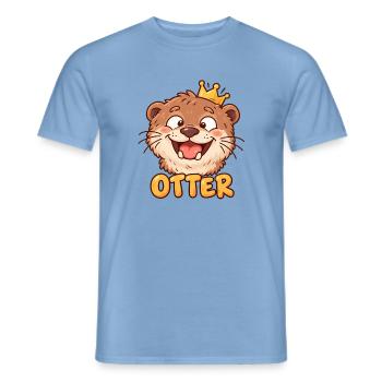 OTTER – Lustiger Otter mit Krone - Männer T-Shirt - Carolina Blue - Vorne - AI Model Male 178 light (178cm)