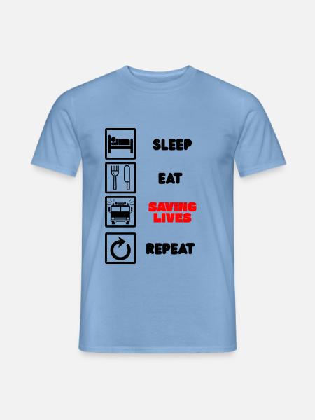 Feuerwehr - Sleep, Eat, Saving lives, Repeat - Männer T-Shirt - Carolina Blue