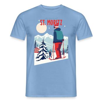 Saint-Moritz Suisse Ski Ski Hiver Montagnes Rétro - T-shirt homme - carolina blue - Devant - AI Model Male 178 light (178cm)