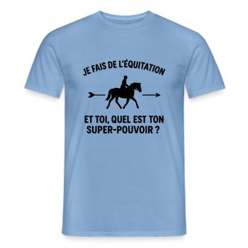 Je fais de l'équitation cheval chevaux cavalier - T-shirt homme - carolina blue - Devant - AI Model Male 178 light (178cm)