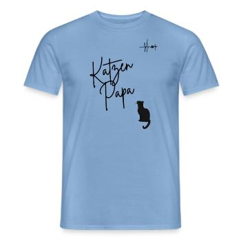 Katzenpapa mit Herzschlag Design - Männer T-Shirt - Carolina Blue - Vorne - AI Model Male 178 light (178cm)