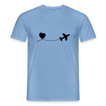 Flugzeug mit Herz - Männer T-Shirt - Carolina Blue - Vorne - AI Model Male 178 light (178cm)