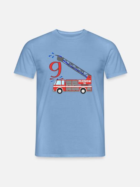 Fire engine 9th birthday - Men's T-Shirt - carolina blue