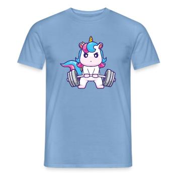 Unicorn Deadlifting - Magical Strength Workout - Men's T-Shirt - carolina blue - Front - AI Model Male 178 light (178cm)