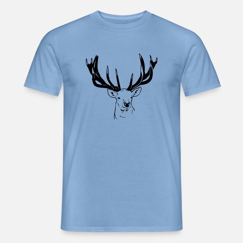 Hirsch - Deer - Männer T-Shirt - Carolina Blue