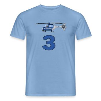 Polizei Hubschrauber 3. Geburtstag - Männer T-Shirt - Carolina Blue - Vorne - AI Model Male 178 light (178cm)