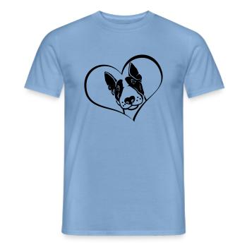 Bull Terrier miniature dans le cœur - T-shirt homme - carolina blue - Devant - AI Model Male 178 light (178cm)