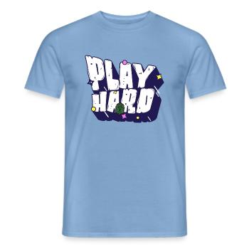 PLAY HARD - Gamer Saying - Men's T-Shirt - carolina blue - Front - AI Model Male 178 light (178cm)